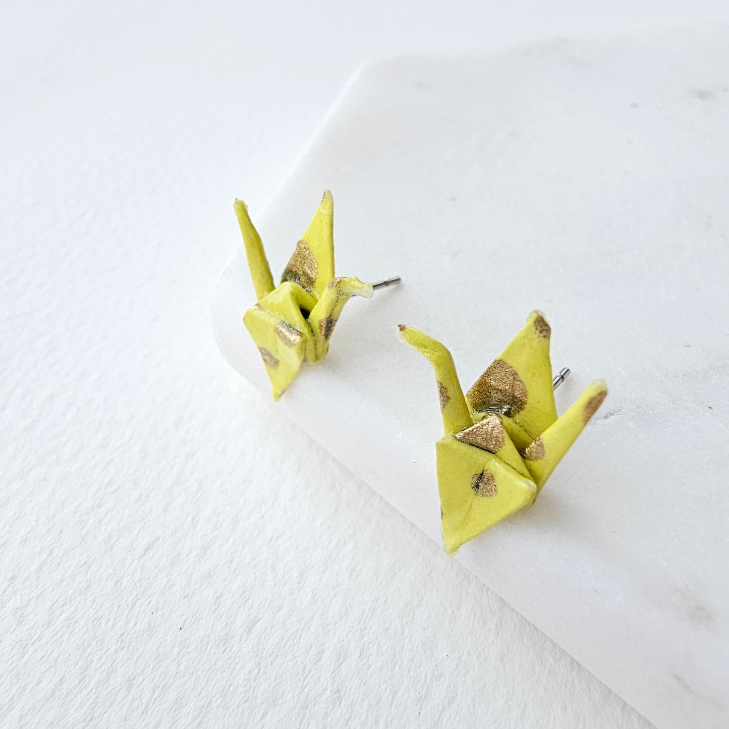 Origami Crane Studs | Yellow