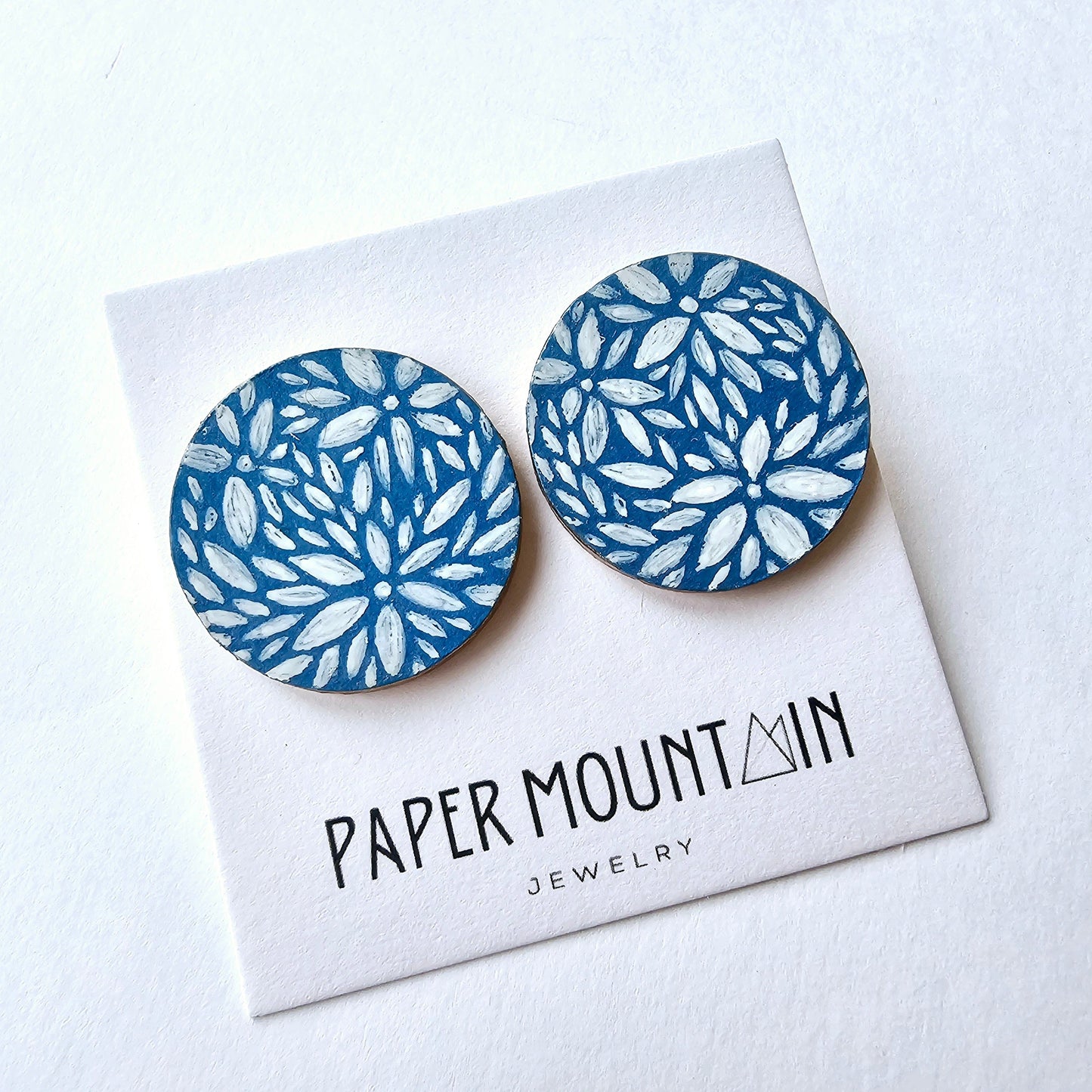 Painted Flower Studs | Blue | Large