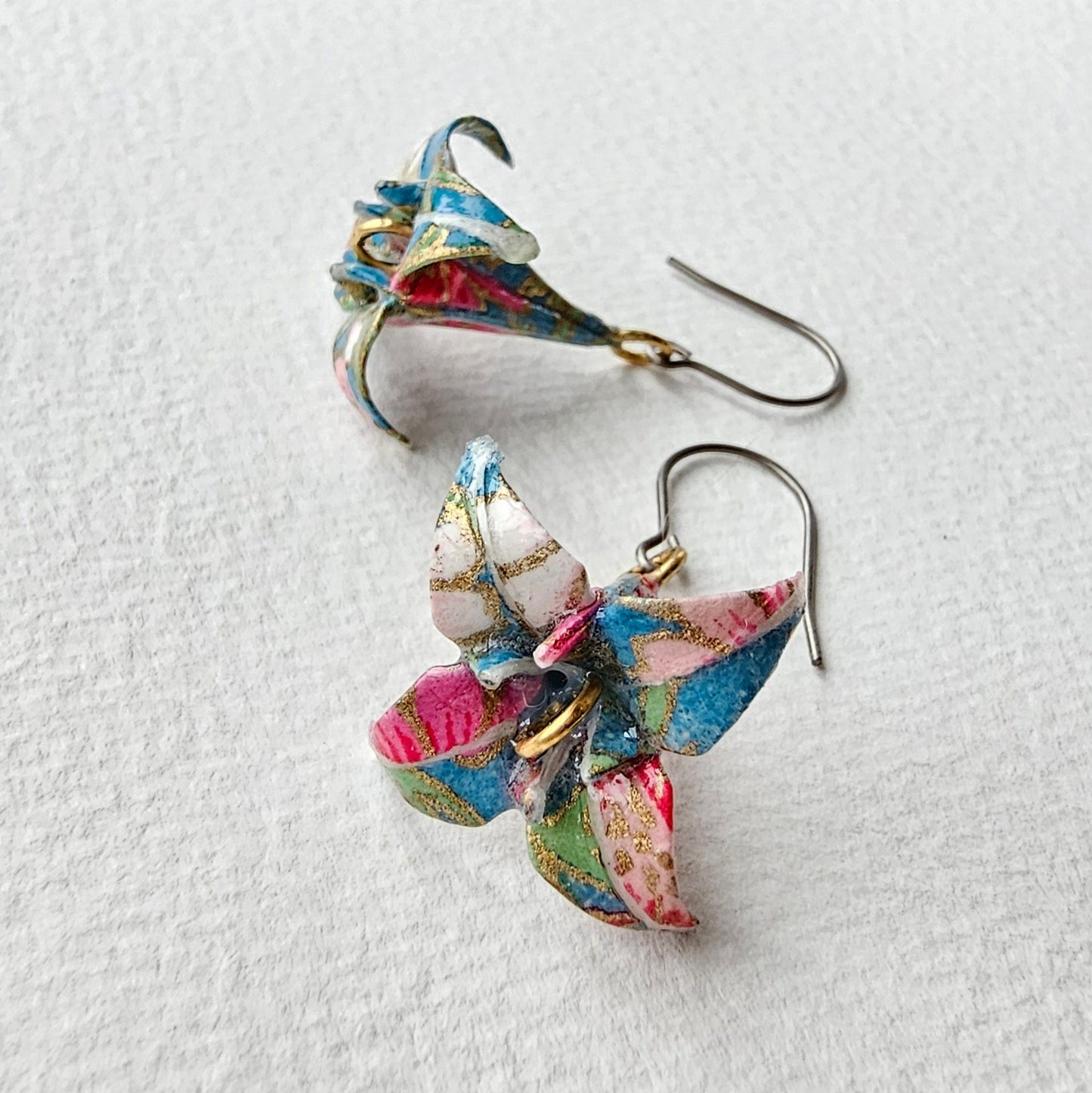 Origami Lily Earrings | Blue