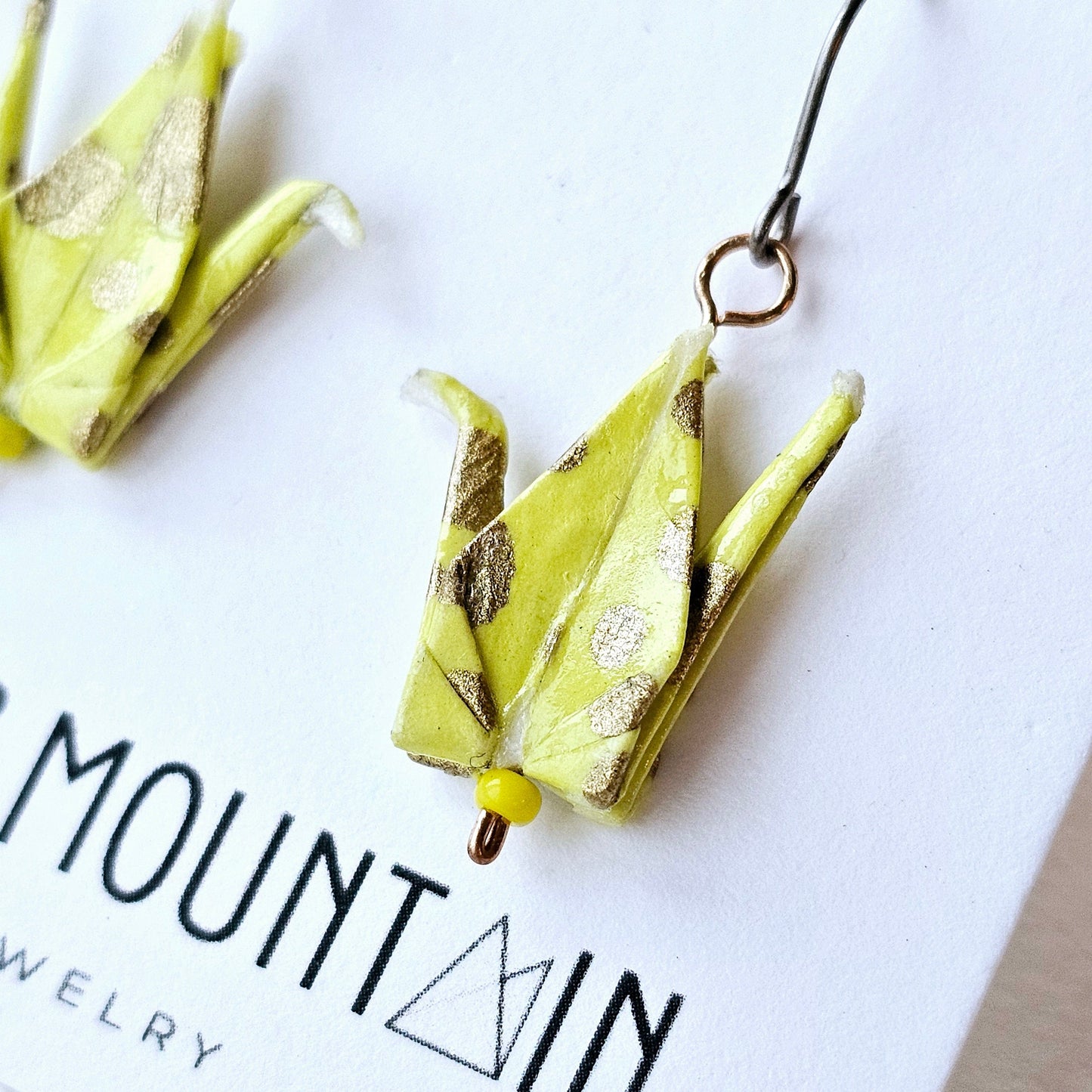 Origami Crane Earrings | Yellow