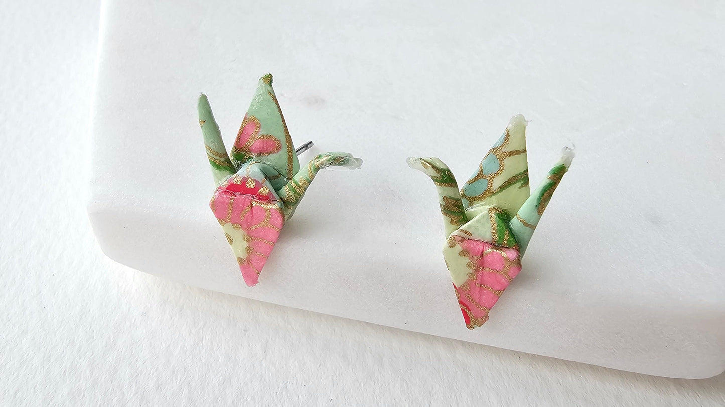 Origami Crane Studs | Mint