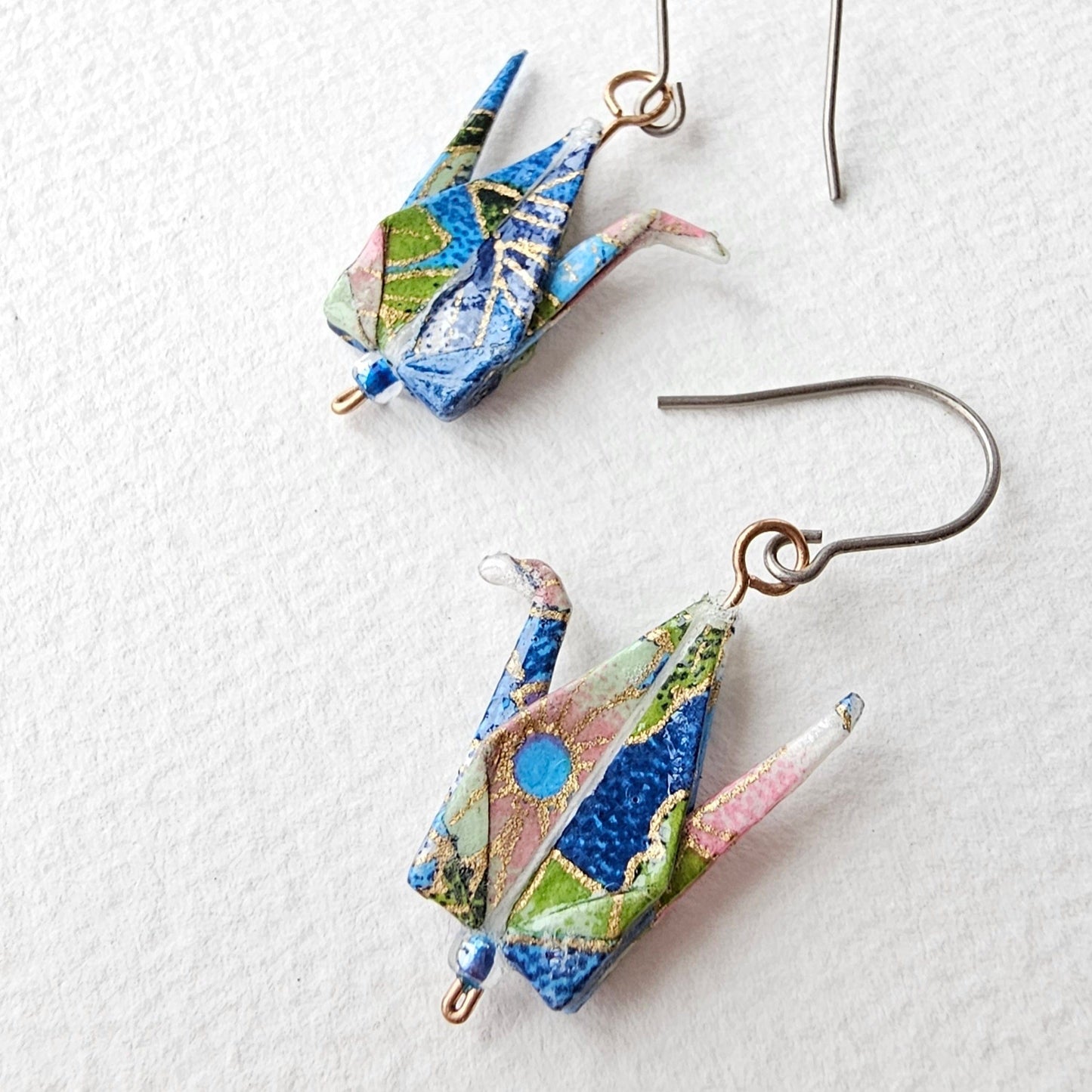 Origami Crane Earrings | Blue