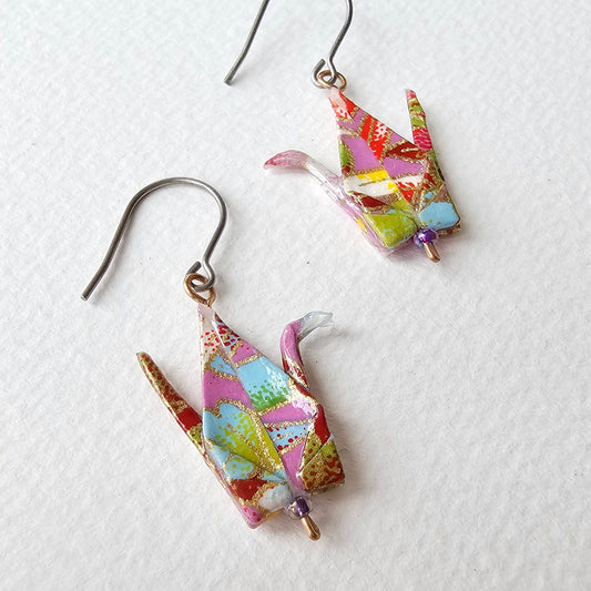 Origami Crane Earrings | Purple