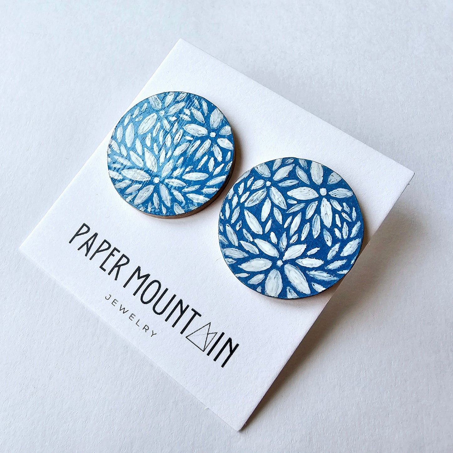 Painted Flower Studs | Blue | Large