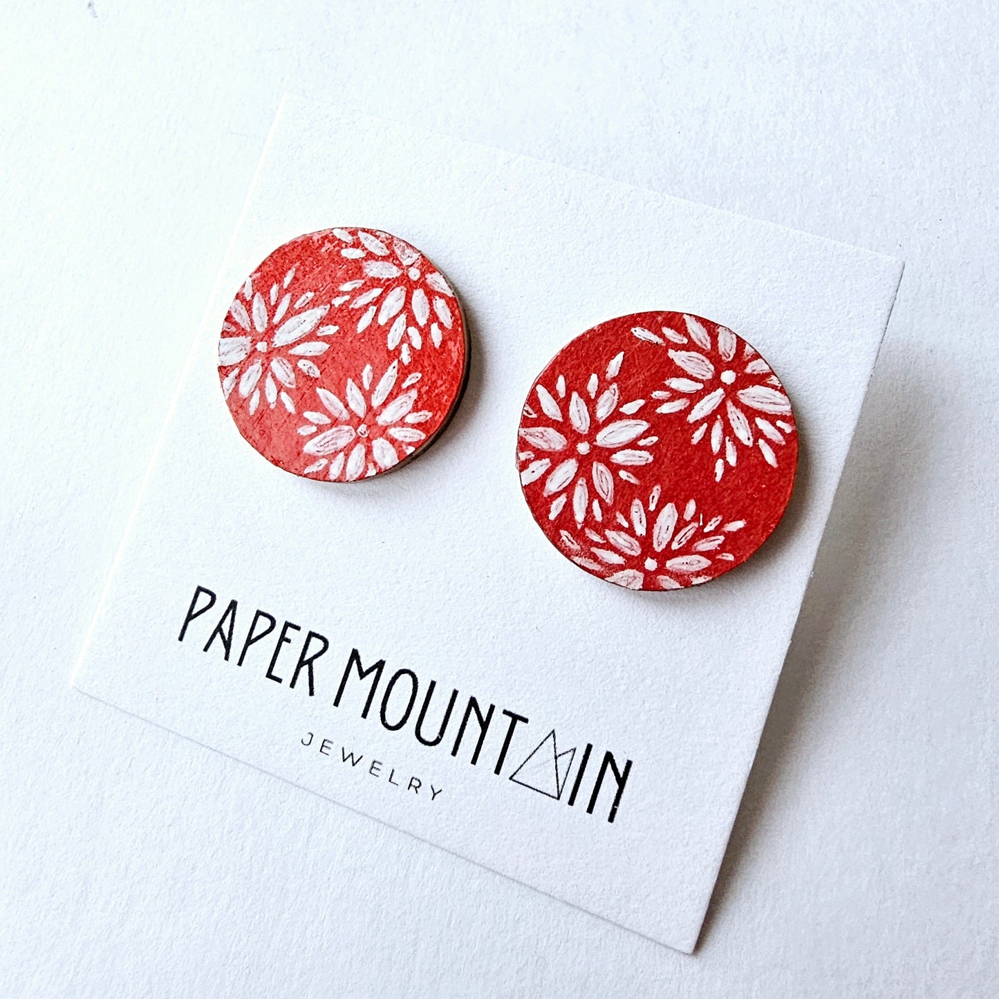 Painted Flower Studs | Red