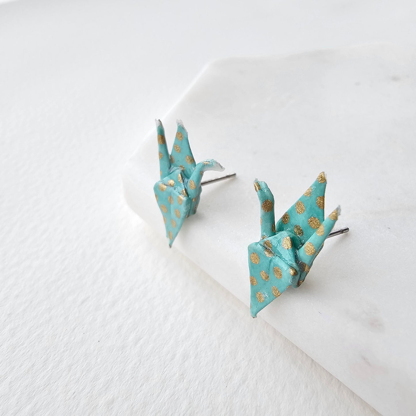 Origami Crane Studs | Blue