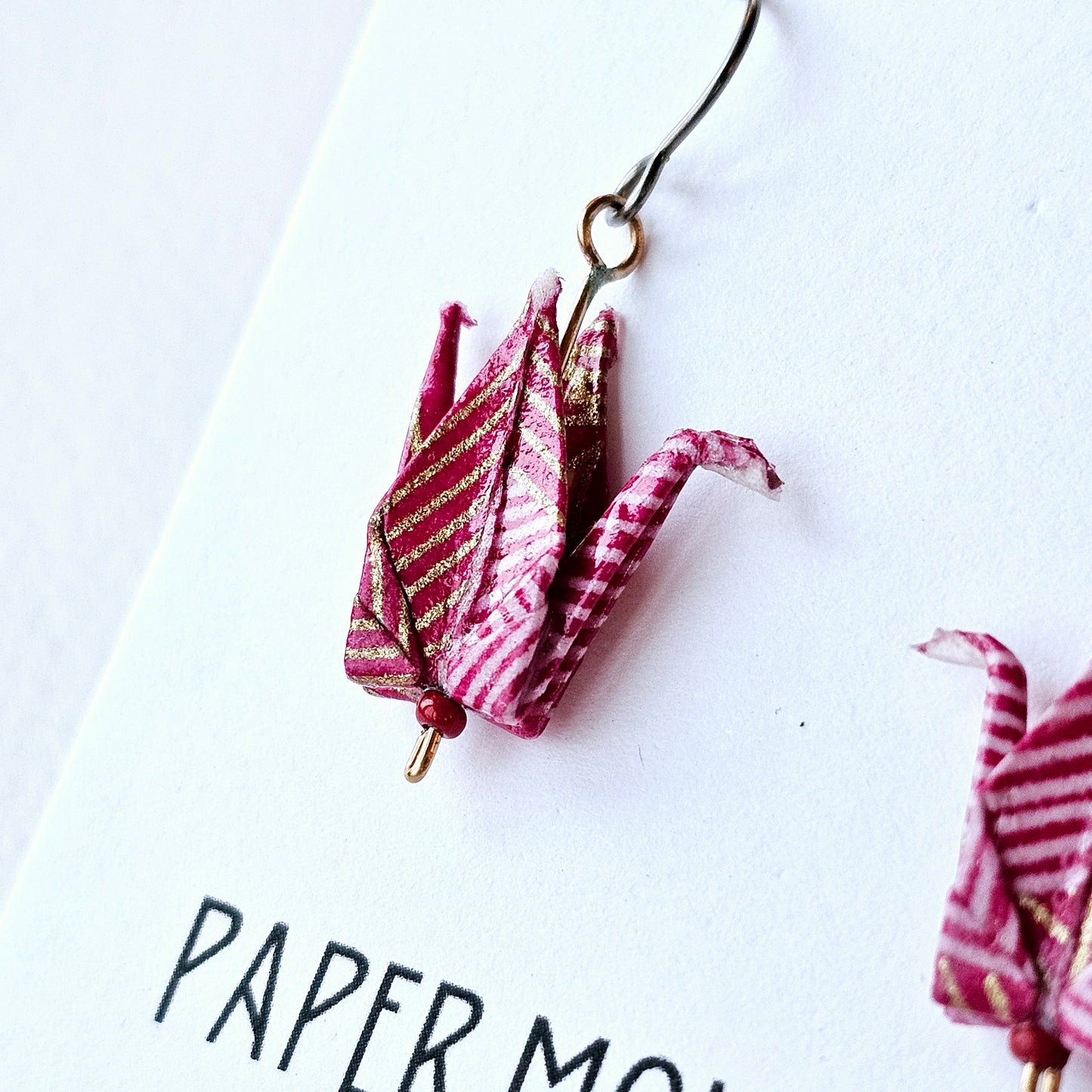 Origami Crane Earrings | Hot Pink