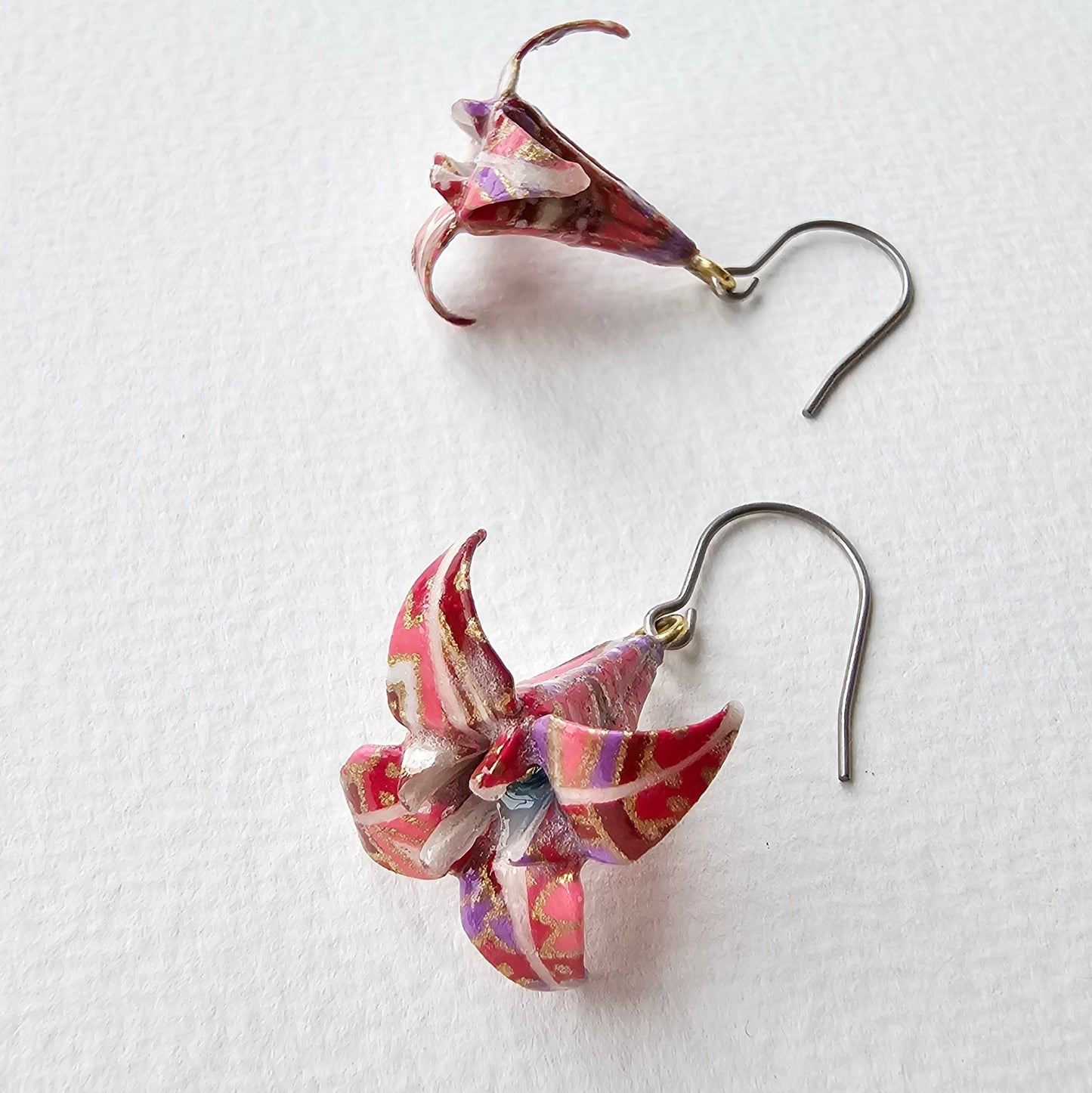 Origami Lily Earrings | Red