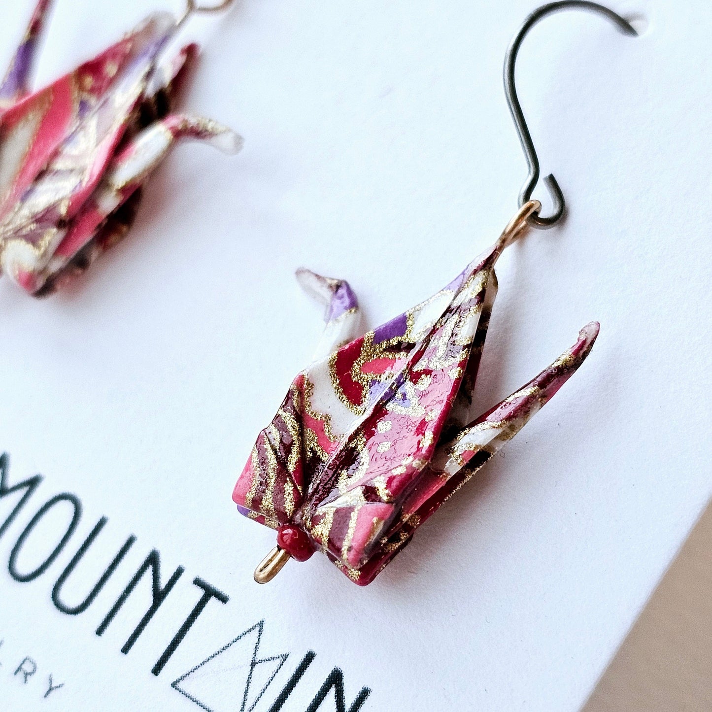 Origami Crane Earrings | Red