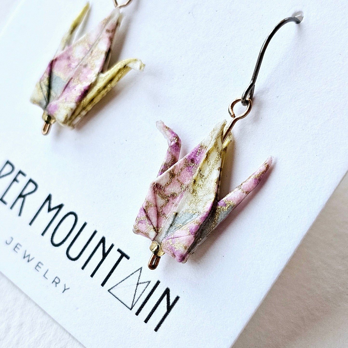 Origami Crane Earrings | Light Pink