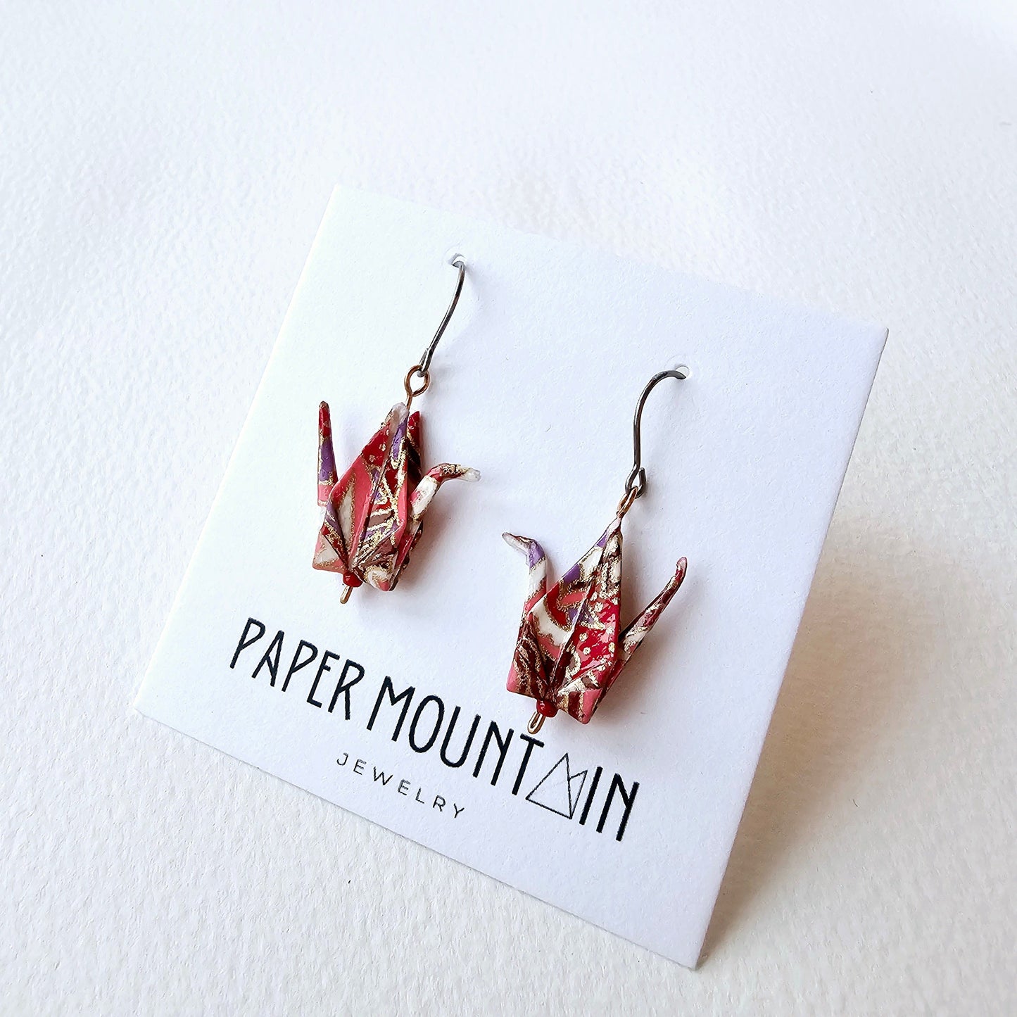Origami Crane Earrings | Red