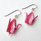 Origami Crane Earrings | Hot Pink