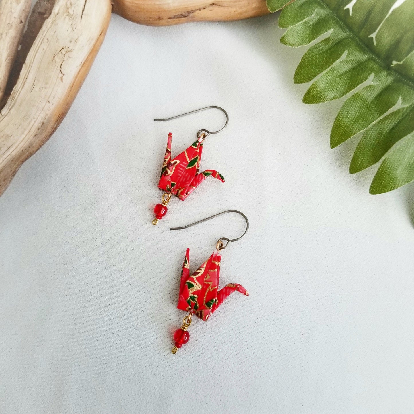 Crane Earrings | Poinsettia | Made to Order