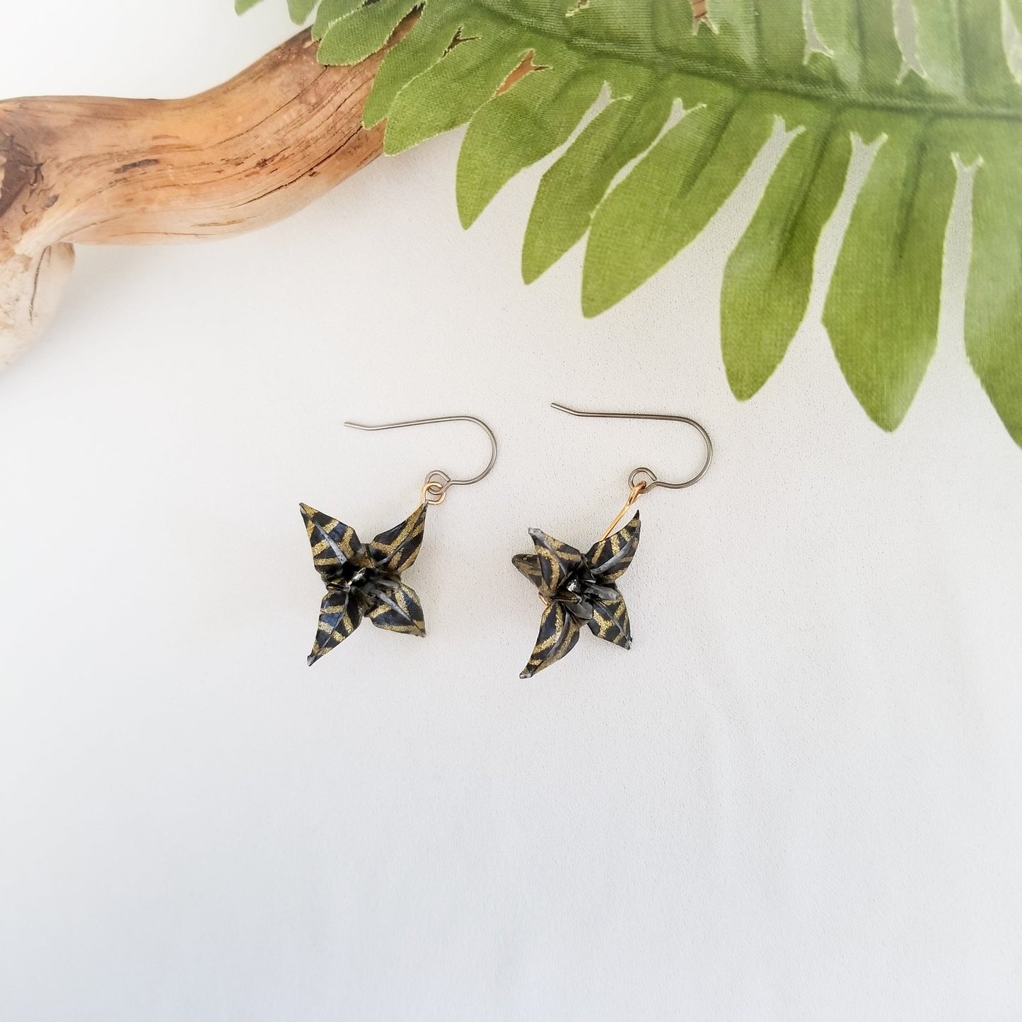 Lily Earrings | Gold & Black | Made to Order